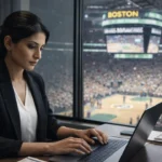 Kathleen Nimmo Lynch profile illustration related to Boston Celtics team operations