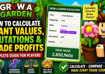 Grow a Garden plant value calculator for mutations, crop values and trade profits
