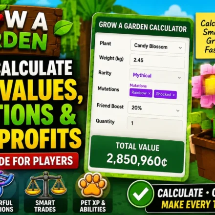 Grow a Garden plant value calculator for mutations, crop values and trade profits