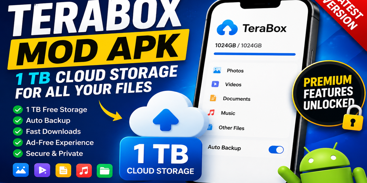 TeraBox MOD APK with 1 TB cloud storage, file backup and premium features