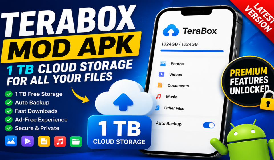 TeraBox MOD APK with 1 TB cloud storage, file backup and premium features